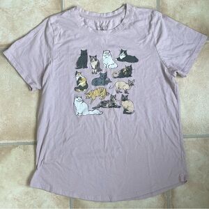 Mighty Fine light pink cat lover short sleeve tshirt, pullover, cotton blend; L